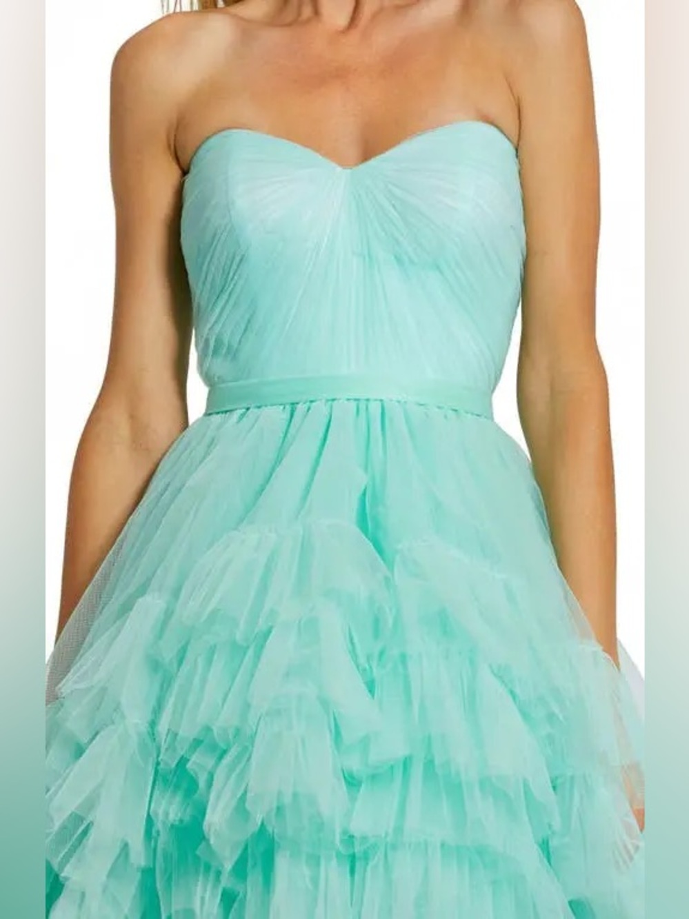 Mac Duggal Ruffle High-Low Strapless Gown - Picture 3 of 3